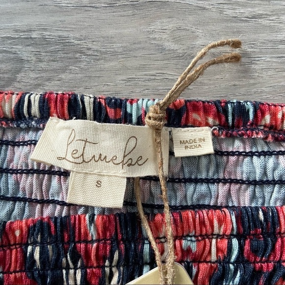 Anthropologie Let Me Be Smocked Crop Top in Red/orange and Navy NWT- Sz S, M & L - Picture 9 of 15